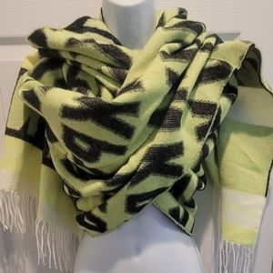 Victoria Secret PINK Stadium Scarf Neon Yellow Green Fringe